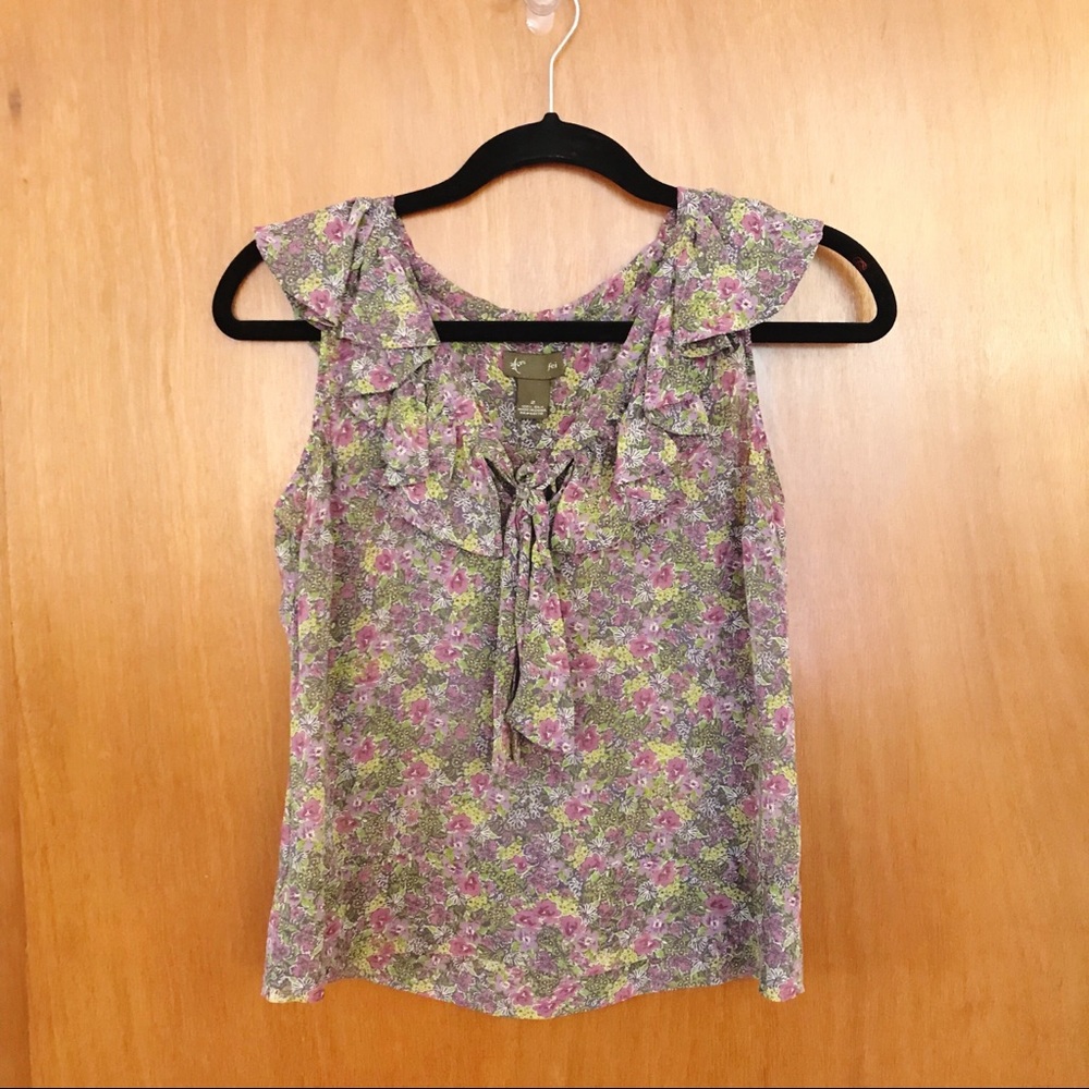 Anthropologie 100% Silk Floral Blouse Size 2 Small